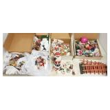 Large group of Christmas decor, wood items,