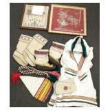 Group of Lappland ethnic clothing & 2 framed items