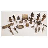 Group of sterling miniatures - figures, place card