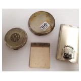 2 sterling compacts & 2 sterling note pads