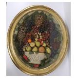 Antique Victorian framed wax diorama - fruits -