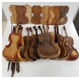 Group of violins & bows (all as is)