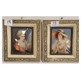 2 framed signed Viday antique hand painted