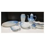 8 B & G serving pieces including teapot, vase &