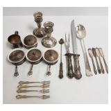 Group including 4 sterling ramekins (one handle