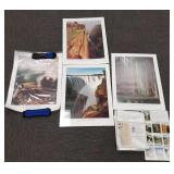 4 unframed signed Bud Chapman fantasy golf