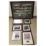 6 framed golf prints - some autographed & an