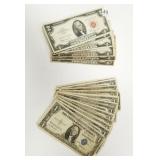 Group of U.S. silver certificates & 2 dollar bills