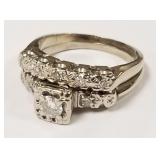 Vintage 14K - 2 piece ring set with diamonds - 5