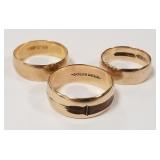 3 gold bands - marked solid gold - 8.3 grams total