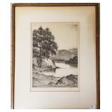 John Fullwood pencil signed etching - 17" x 21"
