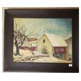 Framed signed antique oil on canvas - heavy