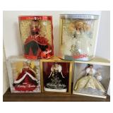 5 Barbie dolls with boxes - Holidays, etc.