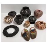 8 assorted Southwest pots - 7 are signed - one