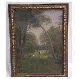 N.R. Brewer framed signed oil painting on canvas -