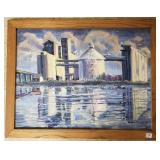 Framed signed (illegibly on back) oil painting on