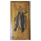 Painting on board - fish stringer - 14" x 28"