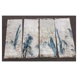 4 unframed paintings on canvas - 15" x 39"