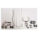 Group of sterling Southwest jewelry including