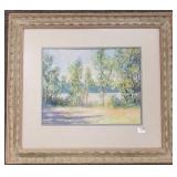 R. Law framed signed pastel landscape - 20" x 22"