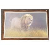 R. Bateman framed giclee of a lion - 34" x 52"