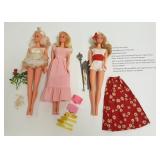 3 vintage Barbie dolls - 1974 #7796, 1975 #7270 &