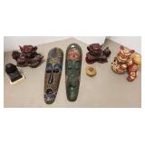 Group of oriental, etc. figures & 2 decorated