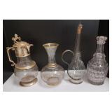 4 antique wine decanters including F. Groggi-