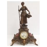 Antique figural clock - label - La Cueillette Par
