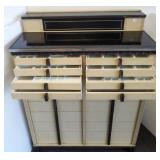 Art Deco dental cabinet with mechanical top & 24
