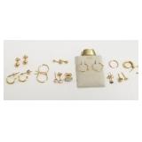 Group of 10K & 14K gold jewelry - most earrings