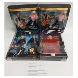 4 Barbie dolls with boxes - 2 Elvis, X-Files &