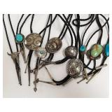 10 sterling silver bolo ties incl. turquoise