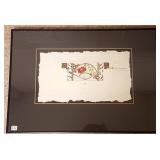 Framed signed mixed media artwork -