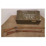 US military vintage wood footlocker & 2