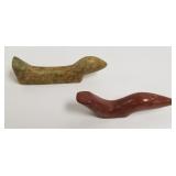 2 carved birdstones - catlinite & steatite