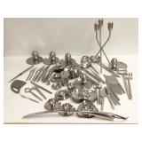 Group stainless serving pieces - egg cups,