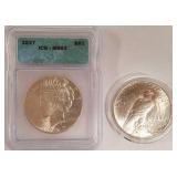 1927 graded U.S. Peace dollar & 1935 Peace dollar