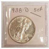 1938-D Walking Liberty silver half dollar
