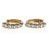 Pair 14k diamond hoop earrings - 4.8 grams -