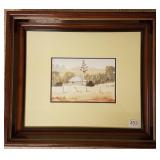 Framed signed S.E. Morris watercolor - landscape