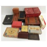 Group wood boxes & shoe shine box