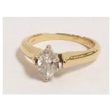 14k gold diamond solitaire ring marquise cut