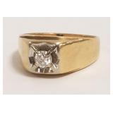 14k gold mens diamond ring approx. .46 TCW - size