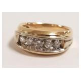 14k gold mens diamond ring set with 5 channel set