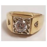 10k gold mens ring set with cz - size 10 - 7.7