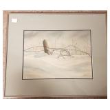 Framed signed Carol Mason 1977 watercolor -