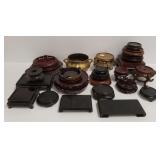 Group of Oriental wood stands & 2 pieces of