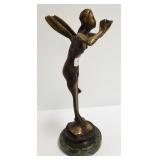 Bronze/brass winged lady figure on marble base