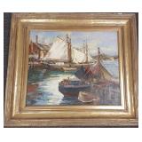 Sebastian framed signed antique style oil painting